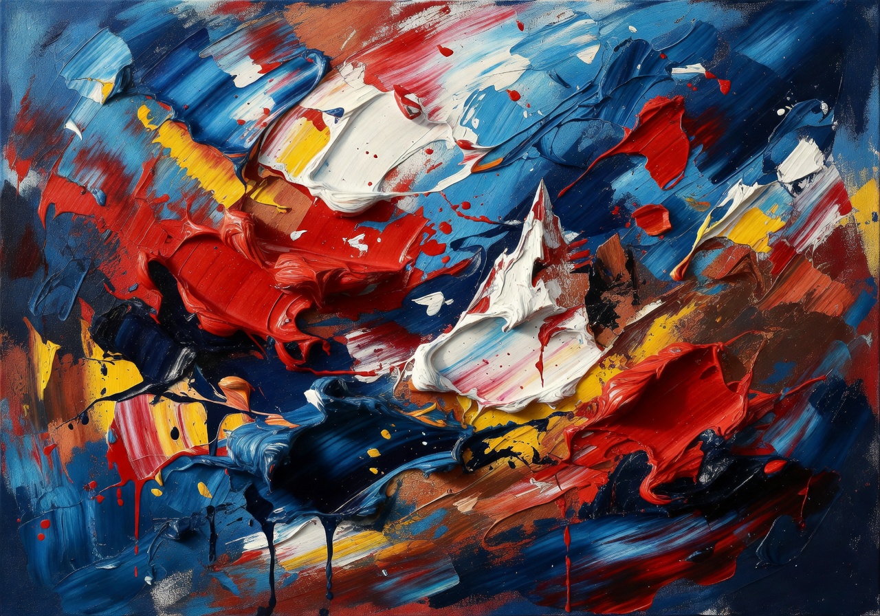 Bold acrylic painting with textured layers by Anna Wiśniewska