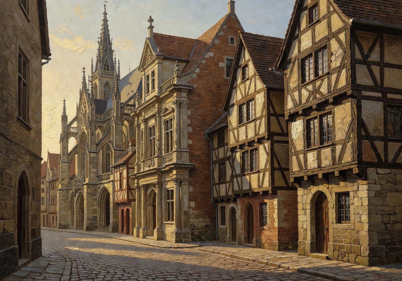 Historic architecture painting by Marek Kowalski