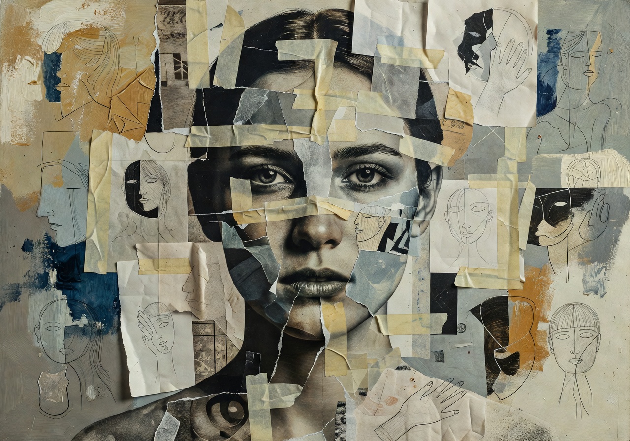 Mixed media artwork exploring identity by Anna Wiśniewska