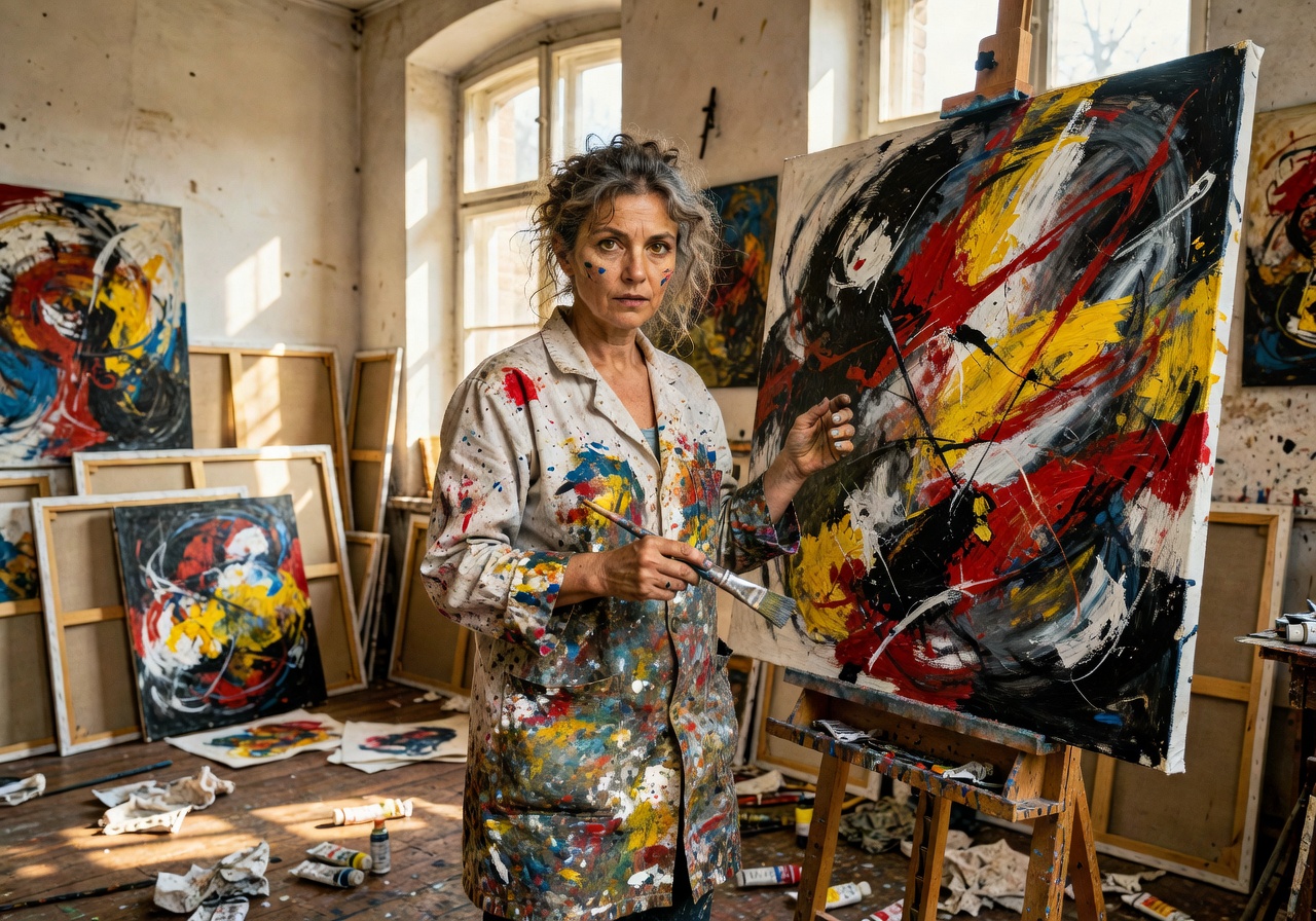 Portrait of abstract expressionist painter Anna Wiśniewska from Warsaw, Poland